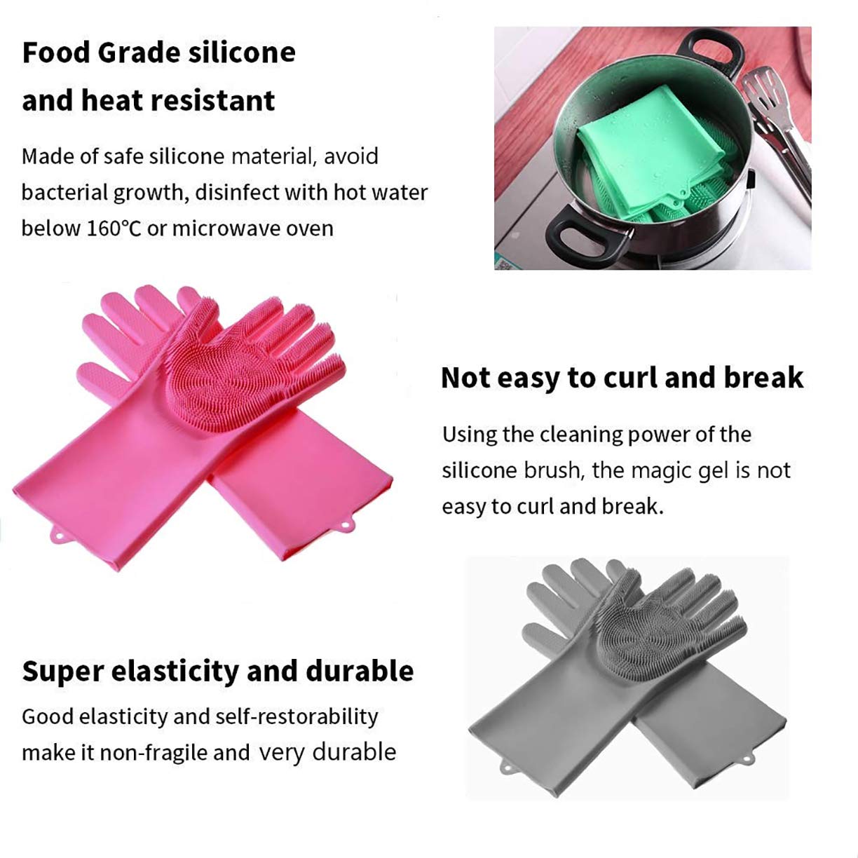 Magic Dishwashing Gloves - Reusable Silicone Scrubber Gloves for Kitchen Cleaning, Washing Dishes & Household Chores (Pair) | Perfect for Pots, Pans, Glassware & Delicate Items