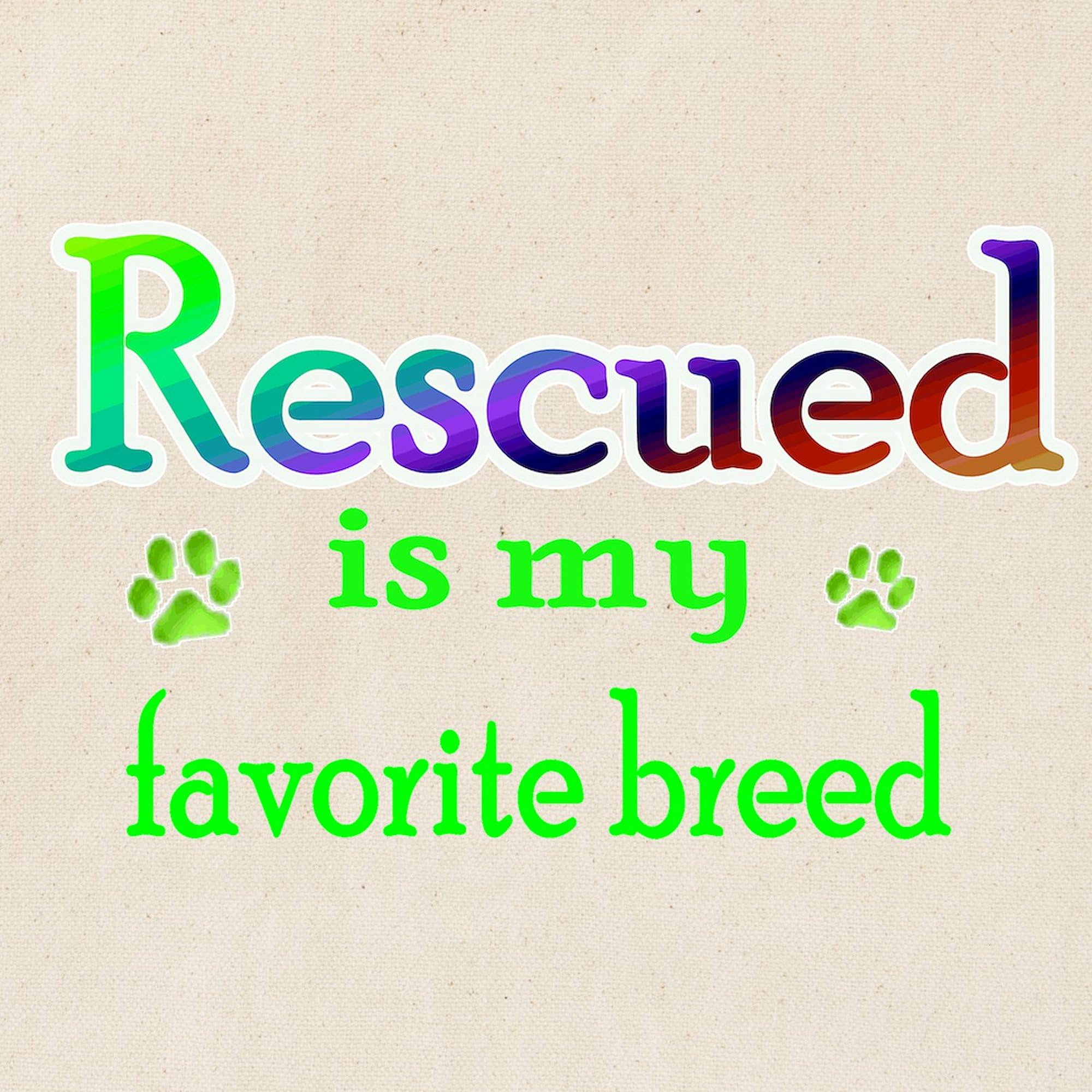 Rescued Is My Favorite Breed Tote Bag - Eco-Friendly Natural Canvas Reusable Shopping Bag for Dog Lovers, Groceries & Beach Trips