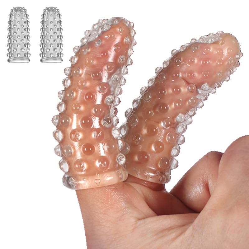 2pcs Finger Condoms - Adult Finger Sleeves Vibrator Accessories for G-Spot, Clitoral & Anal Stimulation | Waterproof & Reusable Masturbation Sleeves | Sex Toys for Women, Men & Couples | Perfect for Solo Play, Foreplay & Oral Sex
