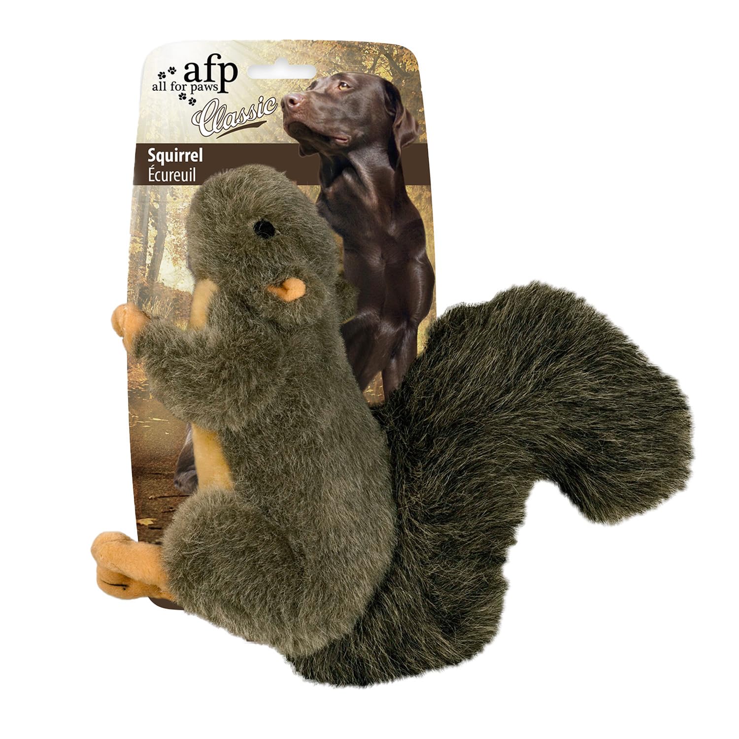 ALL FOR PAWS Classic Squirrel Pet Toys for Dogs & Cats - Interactive Chew Toy for Small Pets - Fun Squeaky Plush Squirrel for Playtime & Training