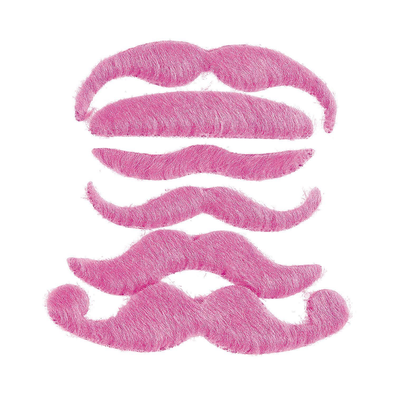 Fun Express Hot Pink Mustache Assortment - 12 Pack Bulk Costume & Party Accessories for Halloween, Cosplay, Themed Events and Photo Booths