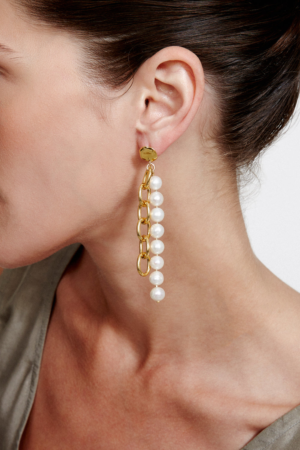 Elegant Esme White Pearl Chain Earrings for Women - Perfect for Weddings, Parties & Daily Wear