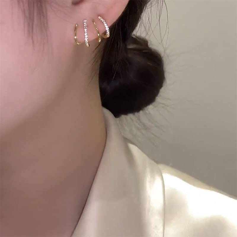 Luxury Zircon Needle Claw Earrings for Women - Wrap Stud Ear Cuffs, Hoop Earrings, Minimalist Dainty Tiny Ear Wrap Cuff Piercing Studs | Perfect for Parties, Weddings, Date Nights & Everyday Wear