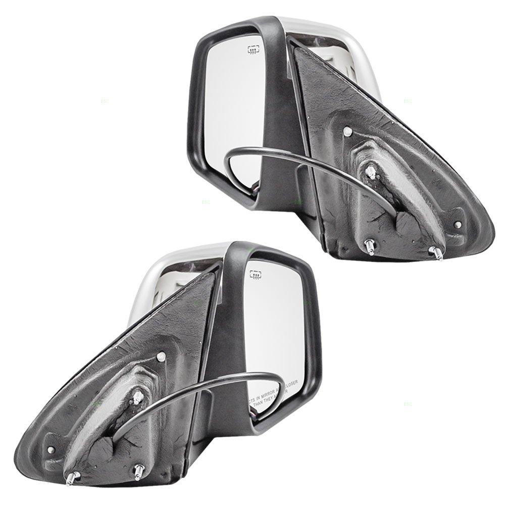 Heated Power Side View Mirrors with Chrome Covers - Replacement for 2011-2018 Dodge Durango (Part# 68237573AC & 68237572AC) - Driver & Passenger Side - Perfect for Winter Driving & Enhanced Visibility
