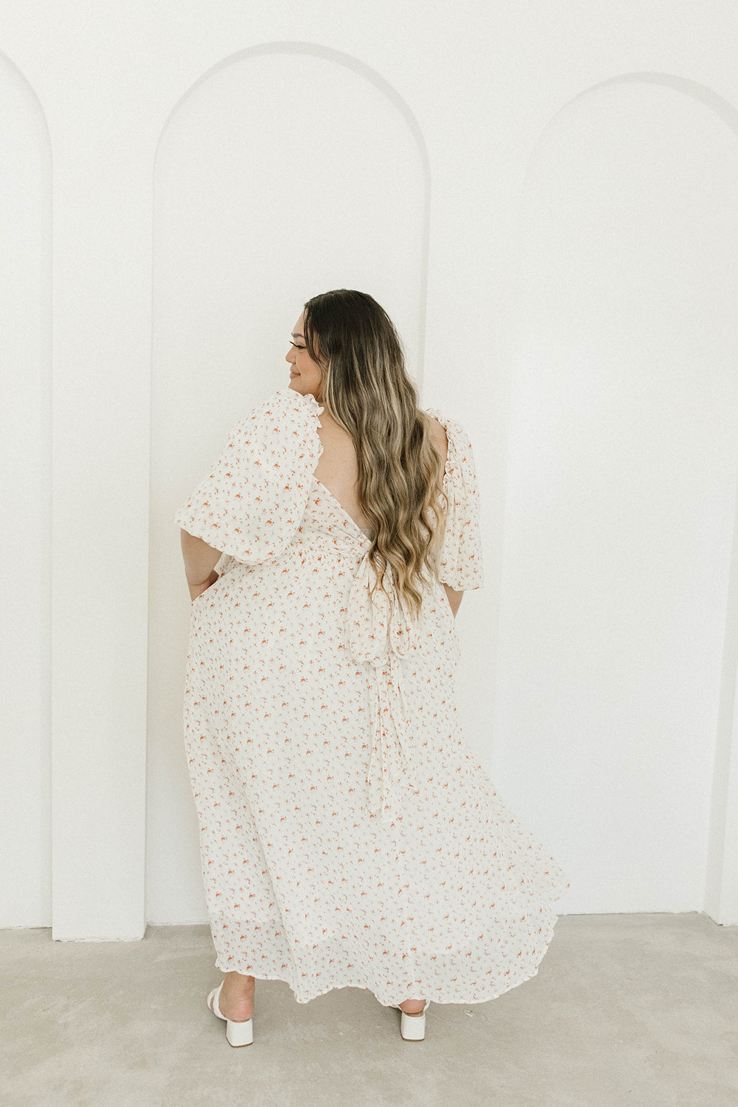 Melody Maxi Dress with Pleats & Bow Detail - Ivory Floral Print Maternity Dress | Bump Friendly & Inclusive Sizing (S-3XL) | Perfect for Weddings, Baby Showers & Summer Events