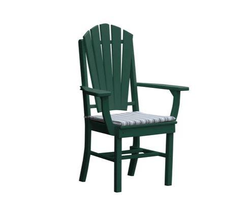 A&L Furniture Adirondack Dining Chair with Arms - Outdoor Patio, Garden, Poolside & Backyard Relaxation - Weather-Resistant Wood Dining Chairs for Comfortable Seating