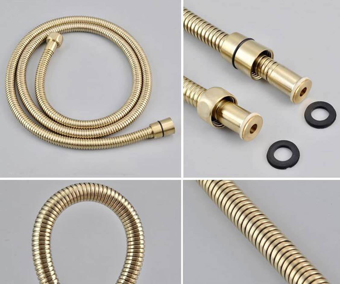Luxury Brushed Gold Wall Mounted Bathtub Faucet Set - Solid Brass Shower Mixer Tap with Hand Shower for Bathroom & Spa - Perfect for Modern Home Renovation & Relaxing Bath Experience