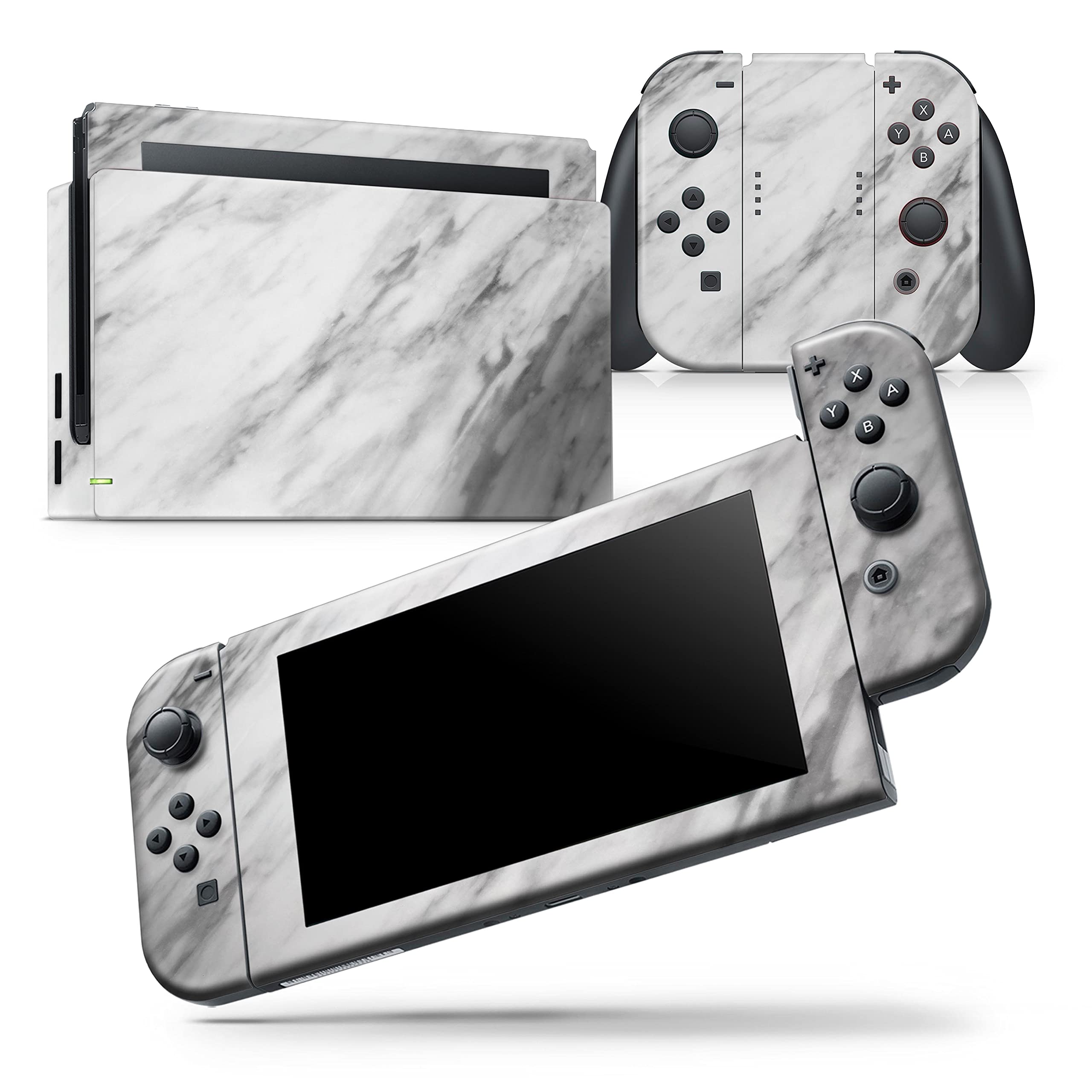 Nintendo Switch Console Bundle Compatible Skin Decal - Scratch-Resistant Removable Vinyl Wrap Cover - Slate Marble Design V10 - Perfect for Gaming Protection & Customization