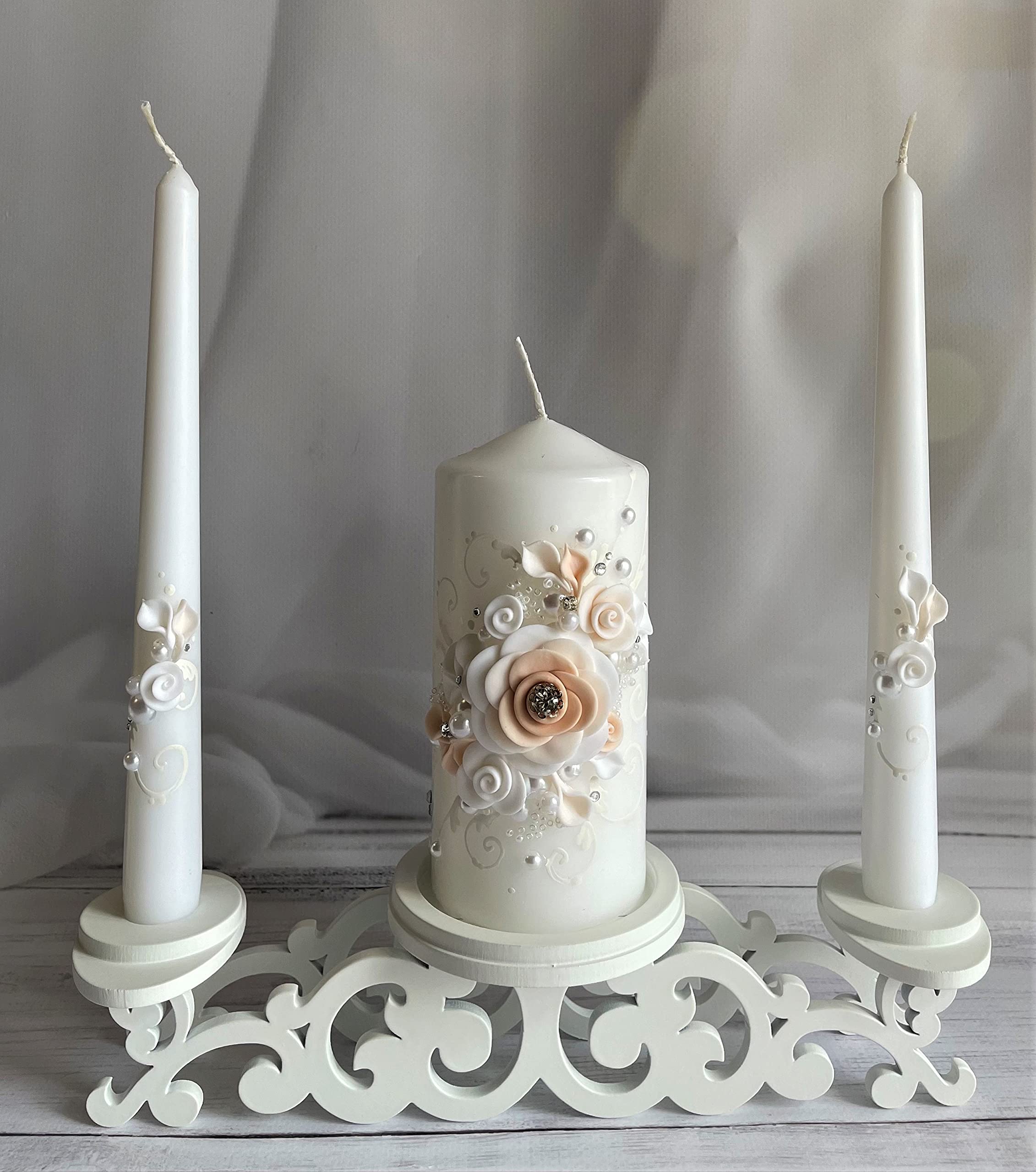 Unity Candle Holder Set - Elegant Wedding Ceremony Candle Stand with Pillar Holders - Perfect Wedding Gift & Reception Centerpiece Decor for Romantic Weddings, Vow Renewals, and Special Occasions