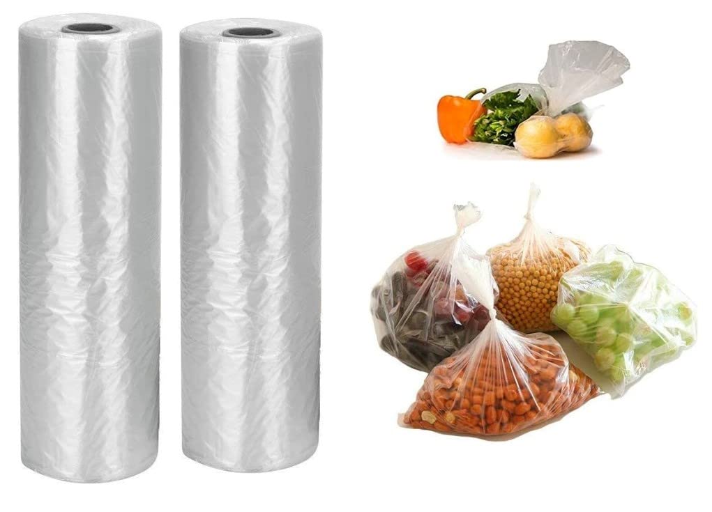 Premium 1000-Pack Fruit Bags Roll - 9'' x 14'' Reusable Produce Bags (2 Rolls, 500 Bags Each) for Farmers Market, Grocery Storage & Fresh Food Packaging