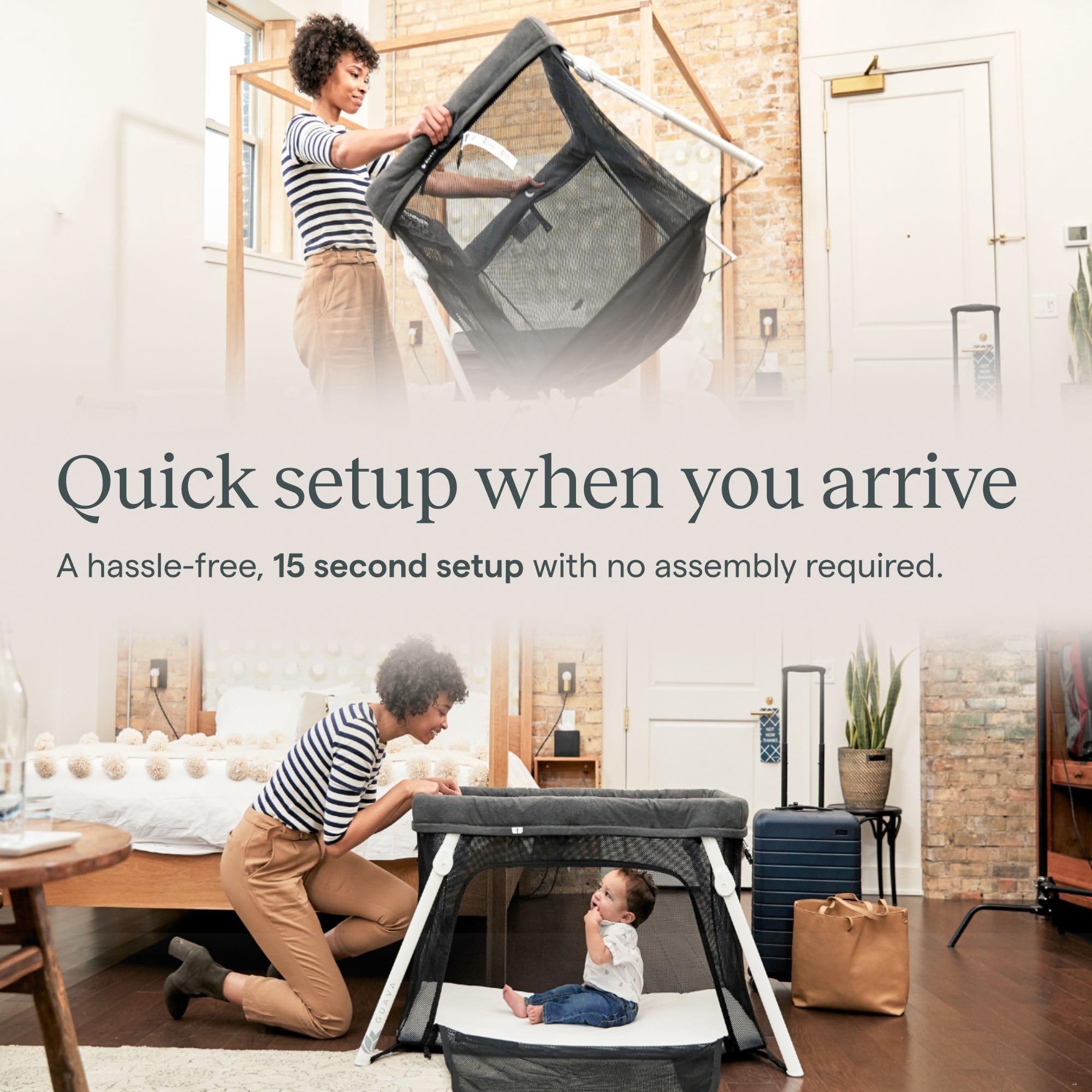 Guava Lotus Travel Crib - Lightweight Portable Baby Crib with Backpack Design | Safe Certified Playpen for Infants & Toddlers | Foldable Play Yard with Comfortable Mattress | Compact Travel Bed for Camping, Hotels & Airplane Travel