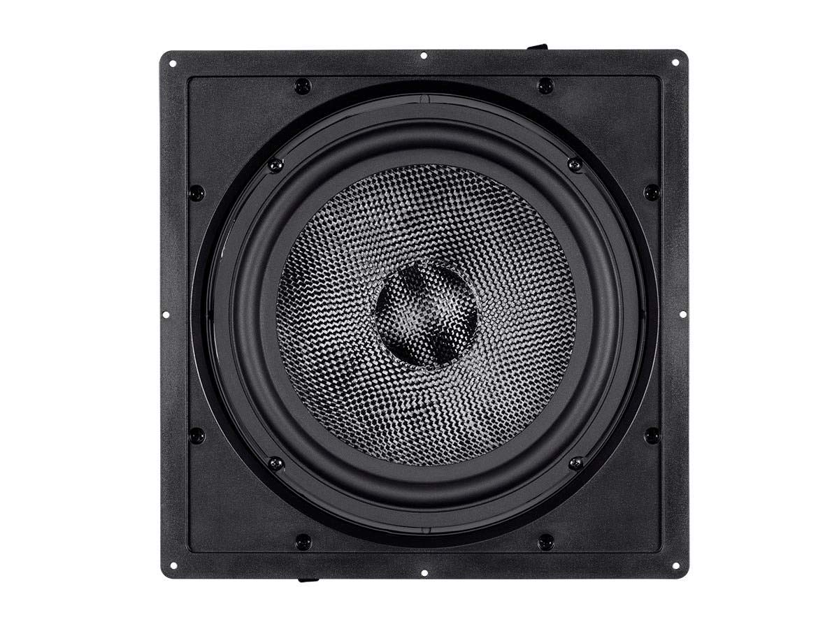 Monoprice Alpha Series 10-Inch Carbon Fiber In-Wall Subwoofer Speaker - 300W Power, Easy Installation for Home Theater & Surround Sound Systems (Off-White) - Perfect for Basement, Living Room, and Media Room Audio Setup