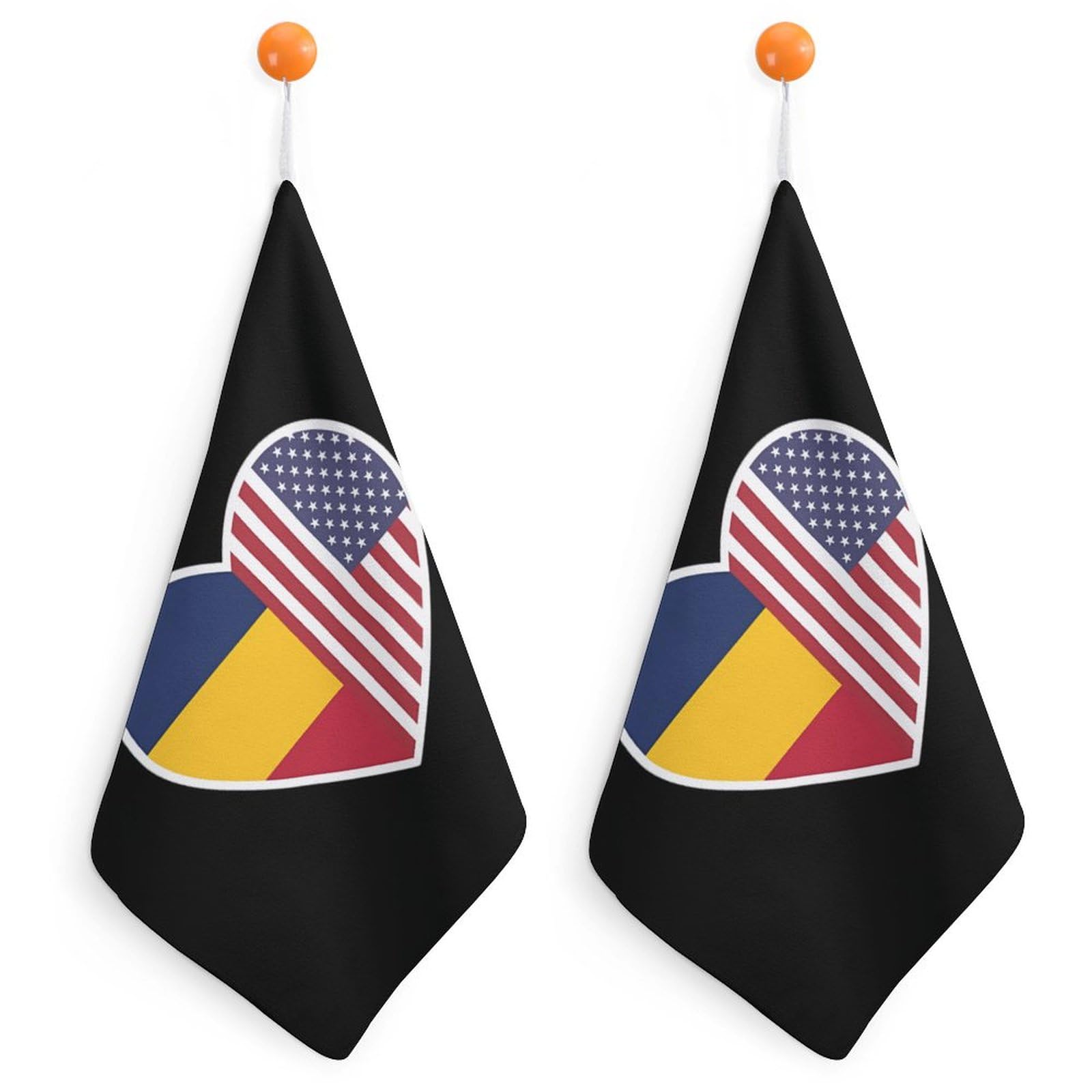 USA & Chad Flag Soft Hand Towels - Decorative Face Towels for Gym, Bathroom, Kitchen - Absorbent & Quick-Drying for Sports, Travel & Home Decor