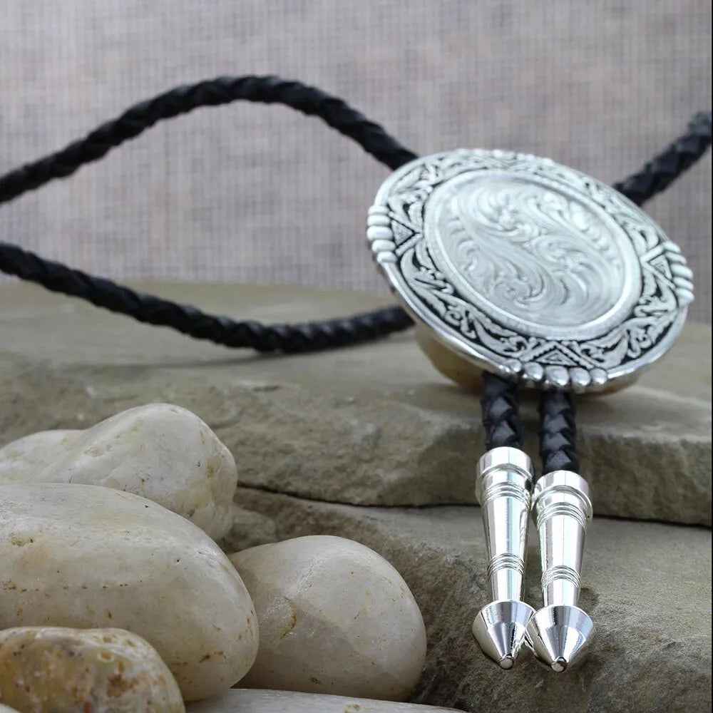 Vintage Southwestern Rancher's Bolo Tie - Handcrafted Antiqued Silver Western Neckwear for Men | Perfect for Cowboy Parties, Western Weddings & Country Music Events