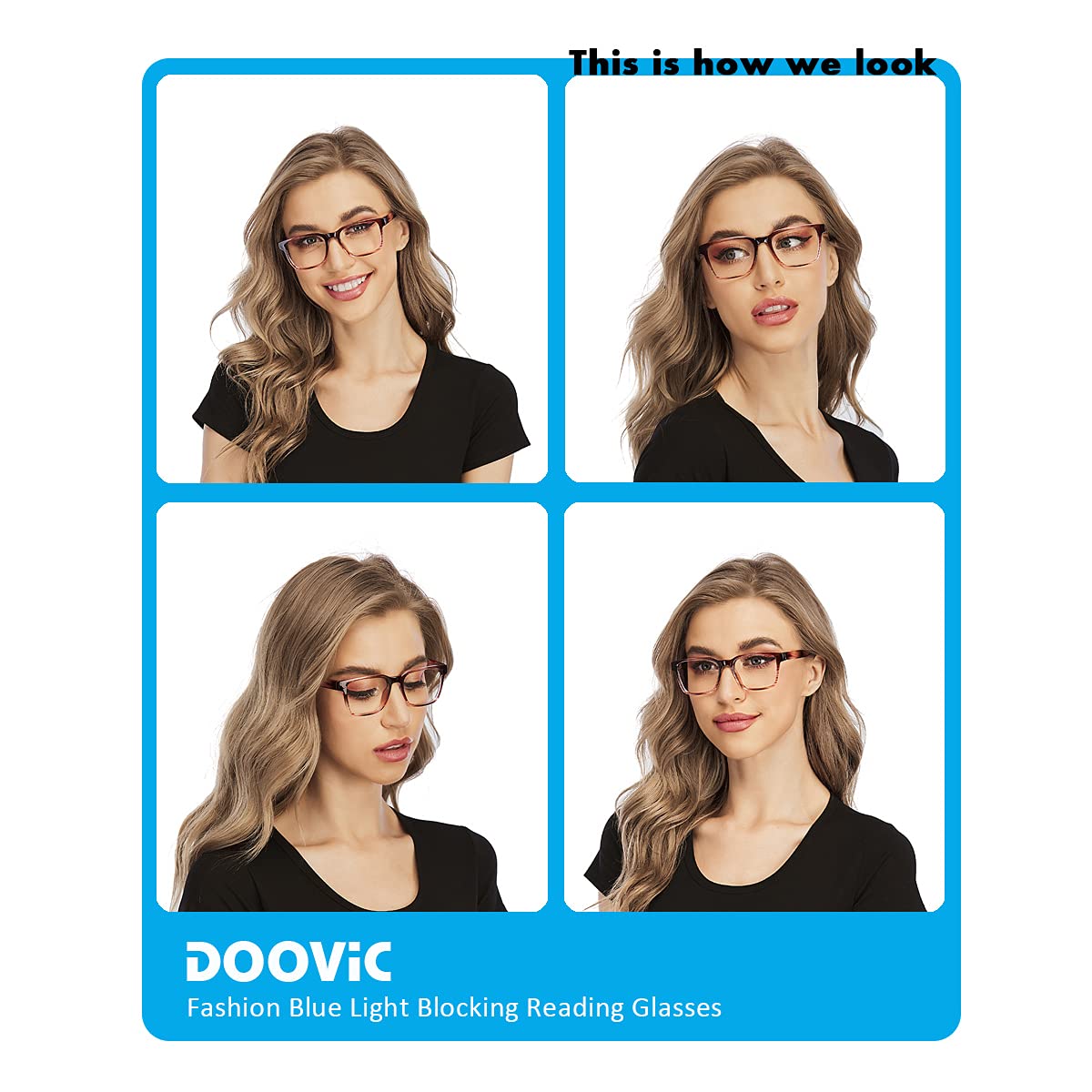 DOOViC 4 Pack Blue Light Blocking Reading Glasses for Women - Anti Eyestrain Computer Glasses with Spring Hinge, Fashion Striped Design, 2.50 Strength - Perfect for Office Work, Online Shopping & Reading eBooks