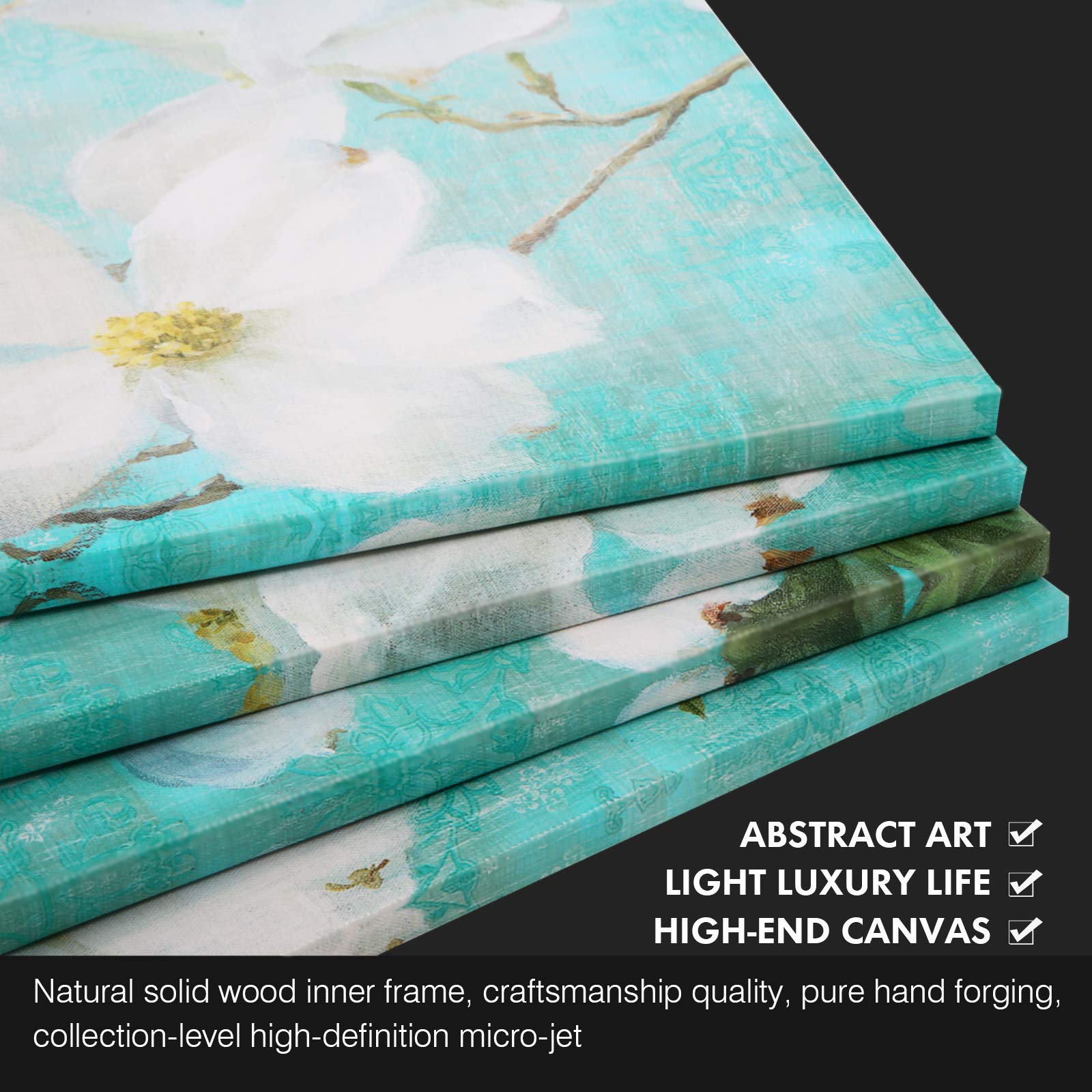 Teal Wall Art Set - Orchid Paintings for Bathroom & Bedroom Decor