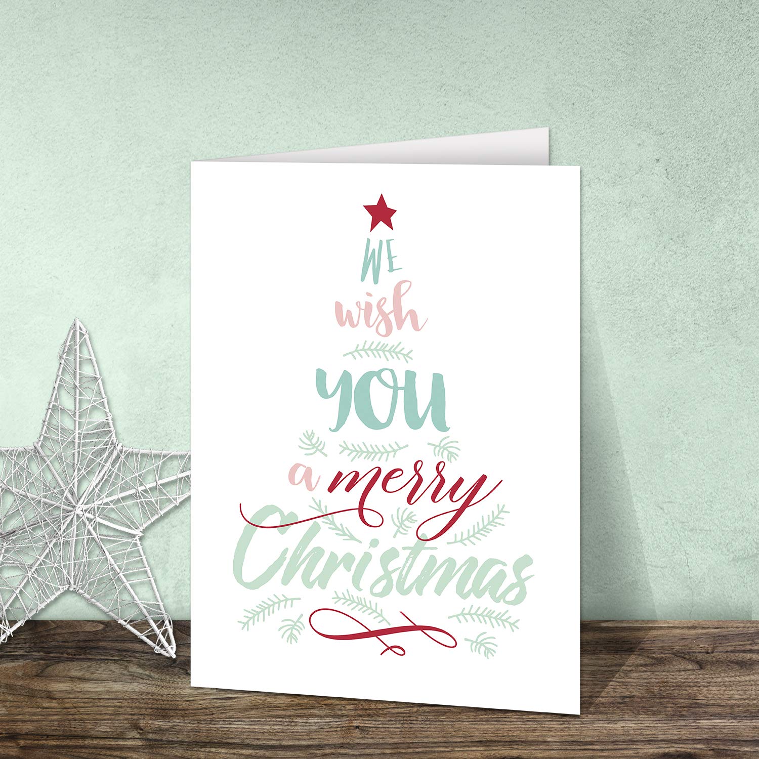 Tree of Wishes Christmas Cards - 24 Pack Holiday Greeting Cards with White Envelopes, 4.625x6.25 Inch Festive Tree Note Cards for Winter Wishes - Perfect for Holiday Greetings, Office Parties & Family Gatherings