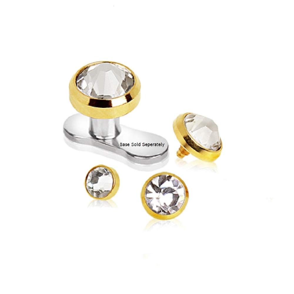 Gold Plated Dermal Top Jewelry with CZ for Piercing