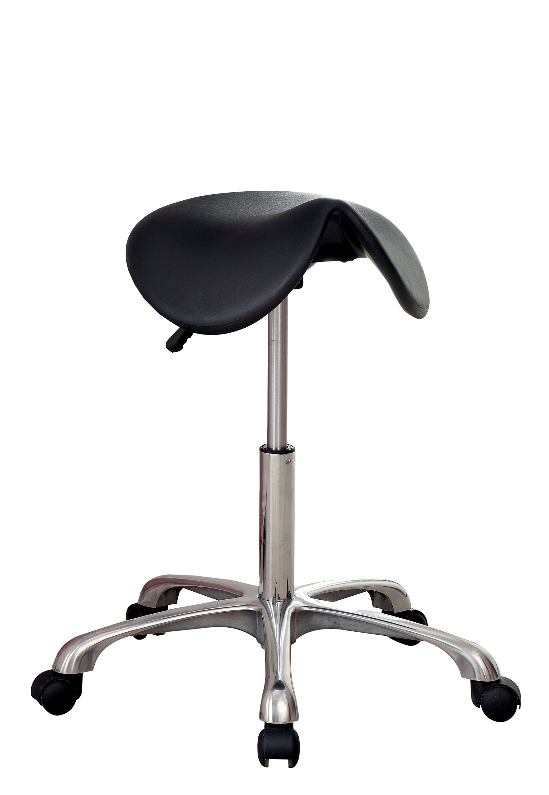 Furniture of America Brasfort Adjustable Bicycle Seat Style Stool - Ergonomic Bar Stool for Home, Office & Cafe Use - Comfortable Height-Adjustable Seat with Modern Design