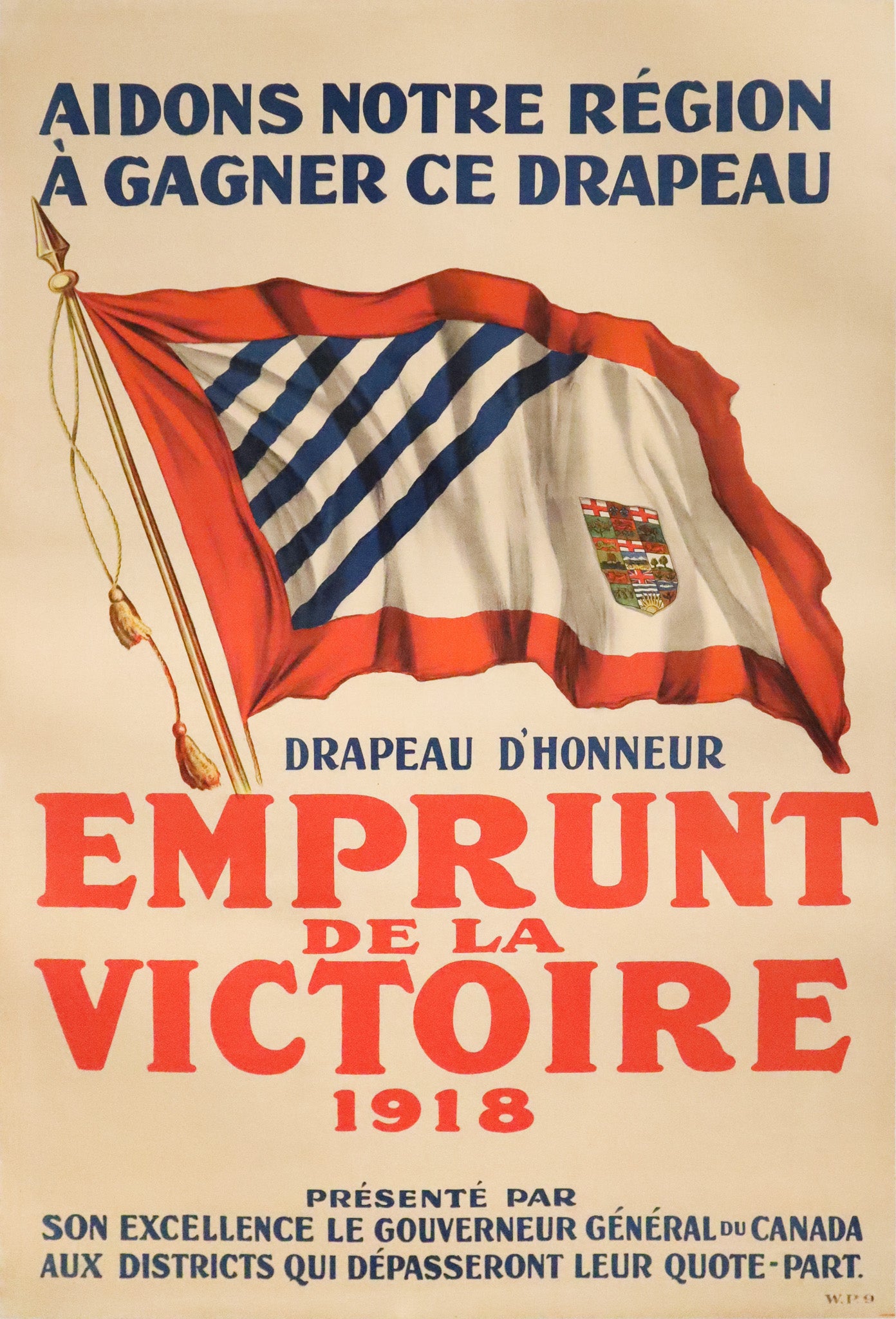 1918 Canadian WWI Victory Loan Poster - Drapeau d'Honneur (French) - Vintage War Propaganda for History Collectors & Home Decor