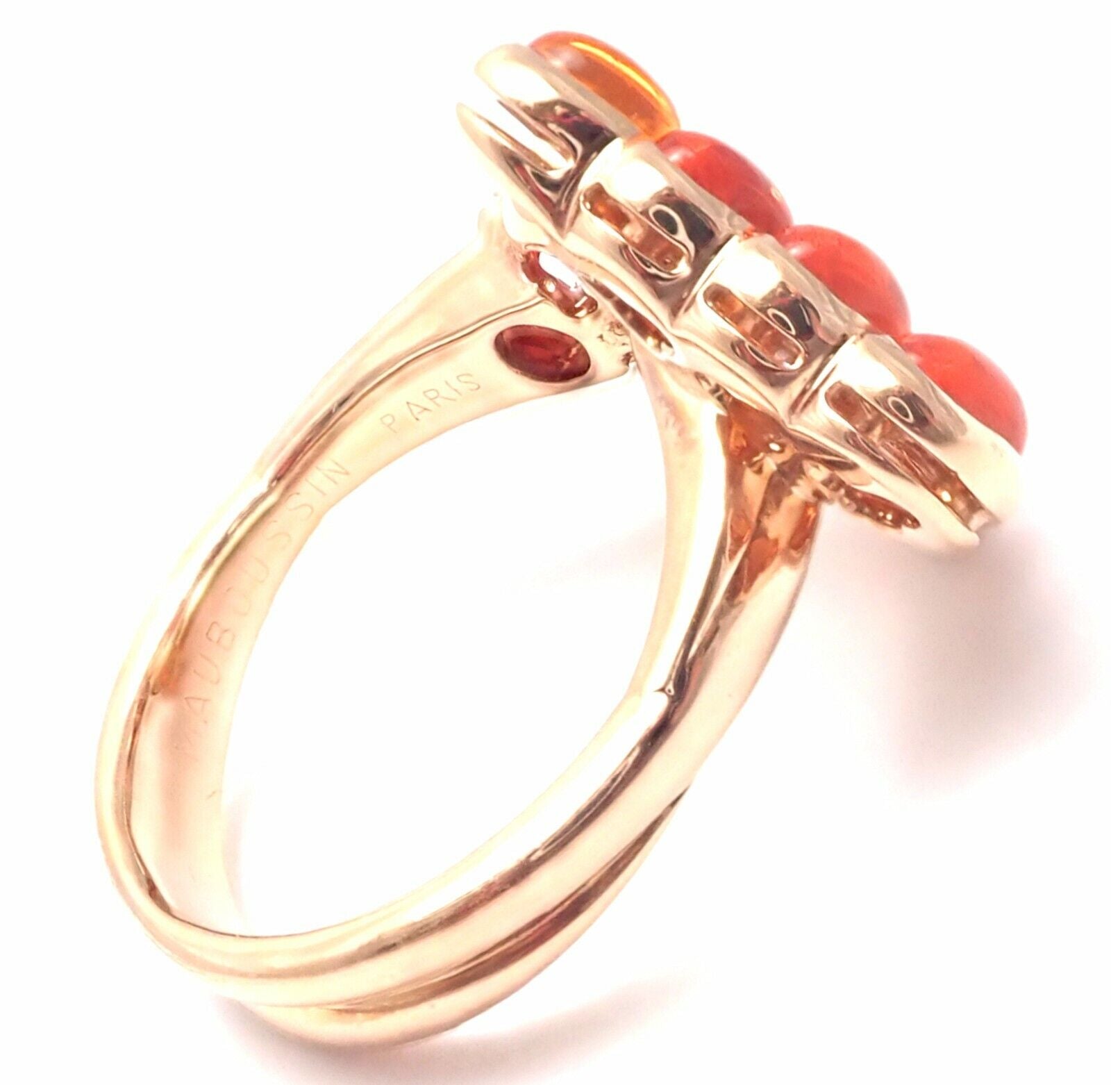 Authentic Mauboussin Paris 18k Rose Gold Diamond Tourmaline Citrine Ring for Women - Luxury Jewelry Gift for Anniversary, Engagement & Special Occasions