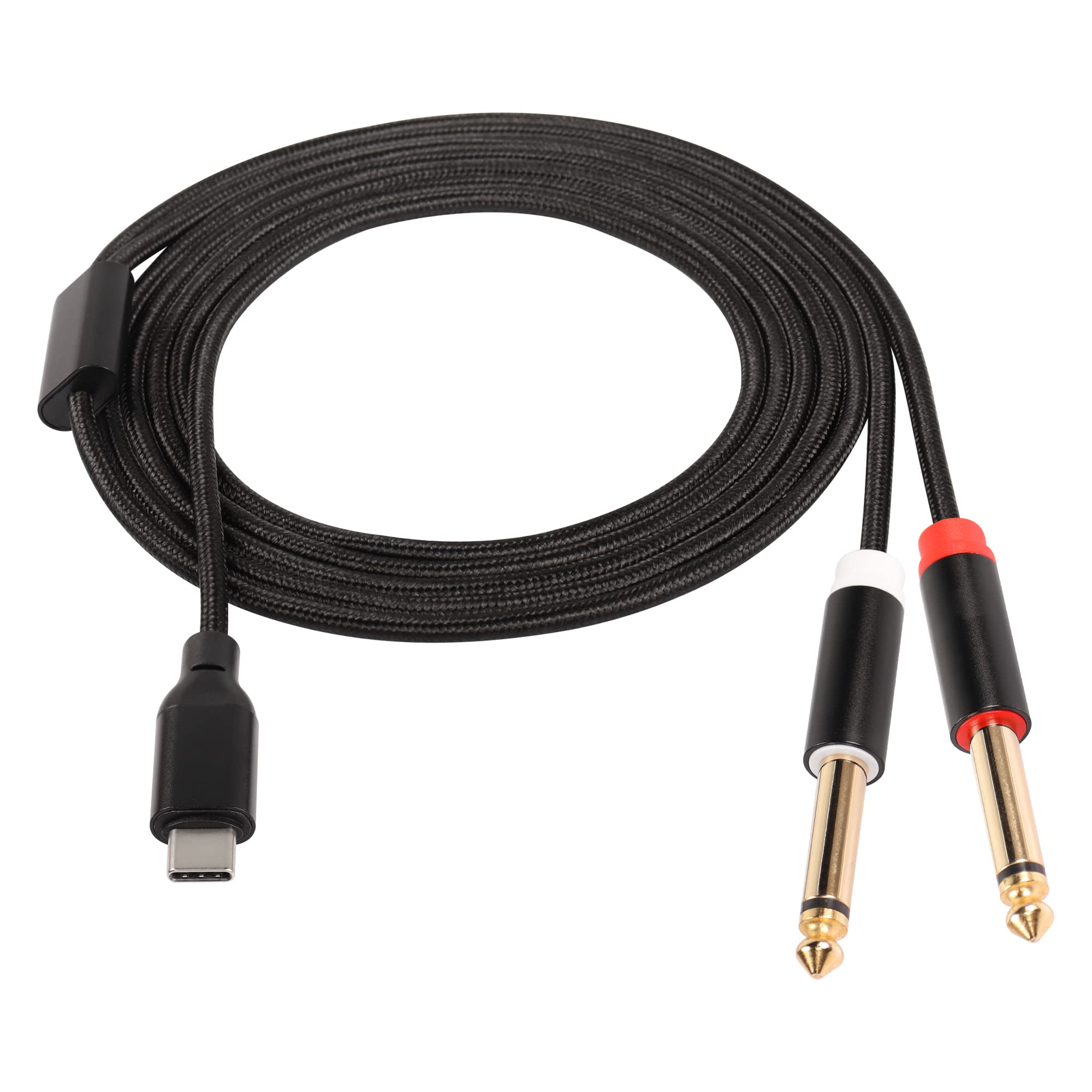 CERRXIAN 6.56ft USB C to Dual 6.35mm TRS Stereo Cable - USB Type C Male to 2X 1/4 Inch Audio Y Splitter Cable - Compatible with Tablet, Laptop, Phone, Amplifier - Perfect for Music Recording, DJ Equipment & Home Studio Setup (6.35-C)