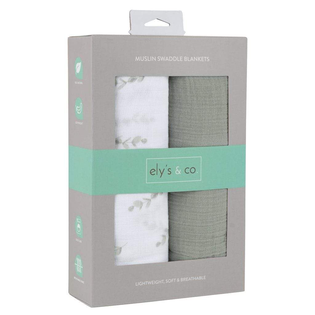 Ely's&Co. 100% Cotton Muslin Swaddle Blankets for Babies (2 Pack) - Soft & Breathable for Newborn Swaddling, Nursing Cover, Stroller Blanket