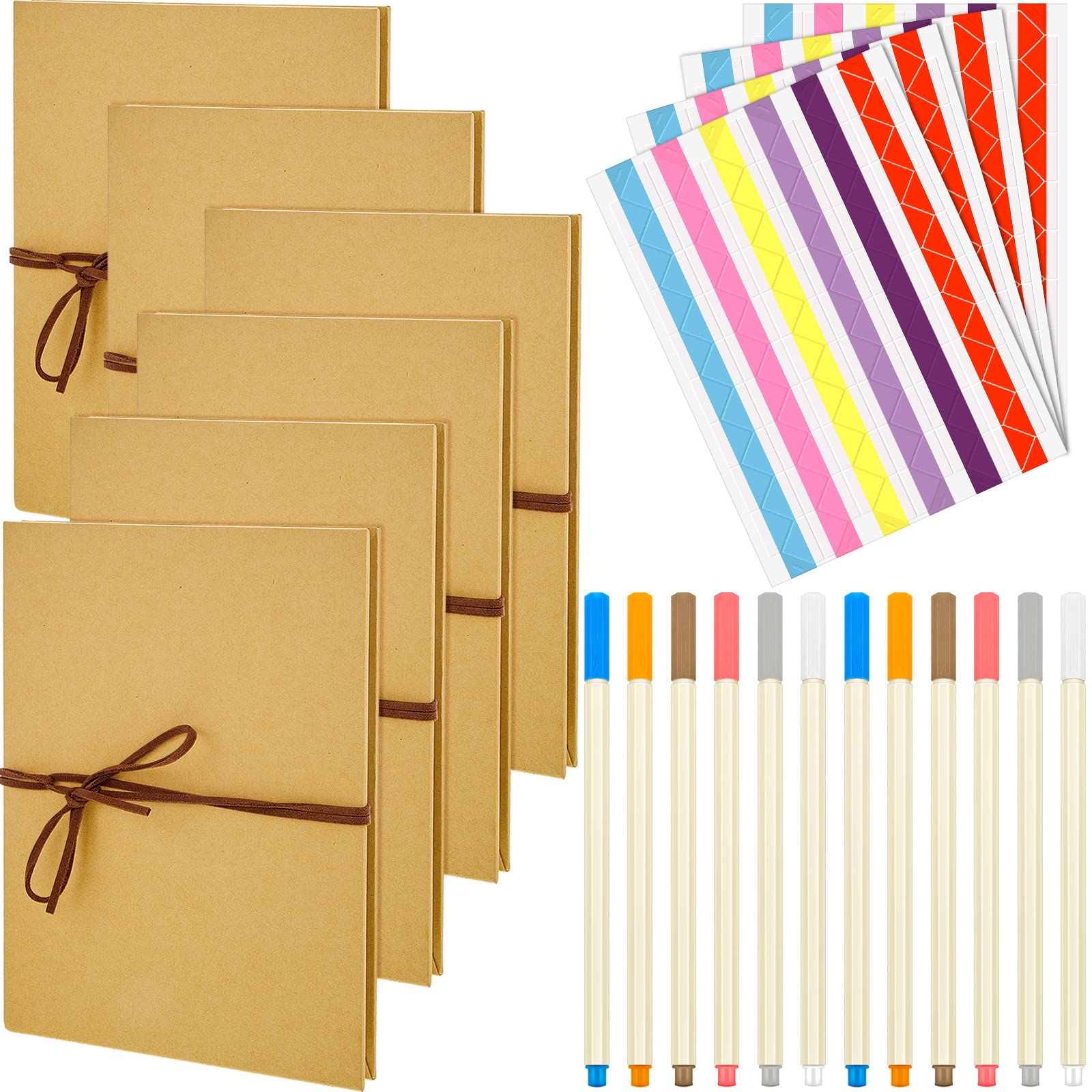 6-Piece DIY Scrapbook Album Set - 6x8 Inch Hardcover Photo Book with Stretchable Kraft Paper | Wedding, Anniversary, Graduation Gift | Perfect for Memory Keeping, Travel Journals & School Projects