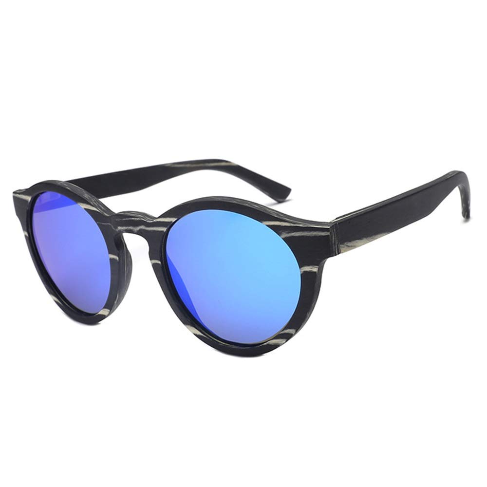 UV400 Polarized Retro Wooden Frame Sunglasses for Men & Women - Blue Lens for Outdoor, Driving, Cycling & Fashion