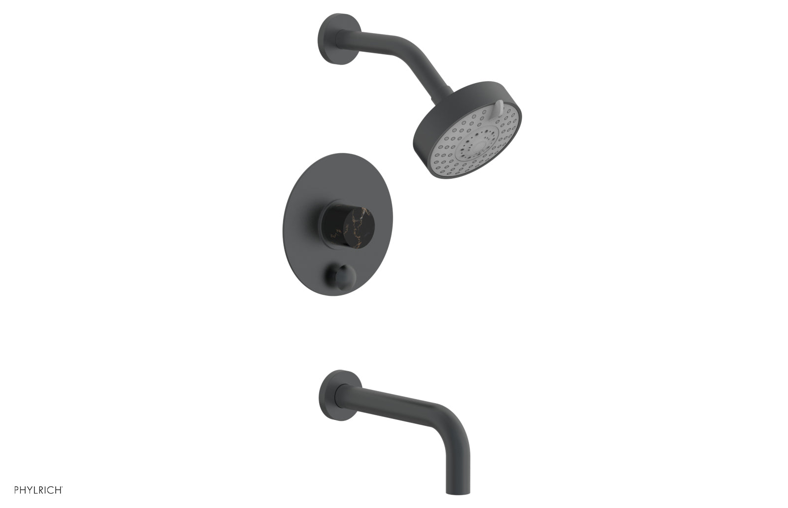 BASIC II Pressure Balance Tub and Shower Set - Black Marble Finish, 230 28 Series | Perfect for Modern Bathroom Renovations & Spa-Like Showers