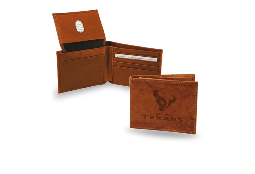Houston Texans NFL Embossed Leather Wallet for Men - Slim RFID Blocking Billfold with ID Window - Perfect for Game Day & Everyday Use
