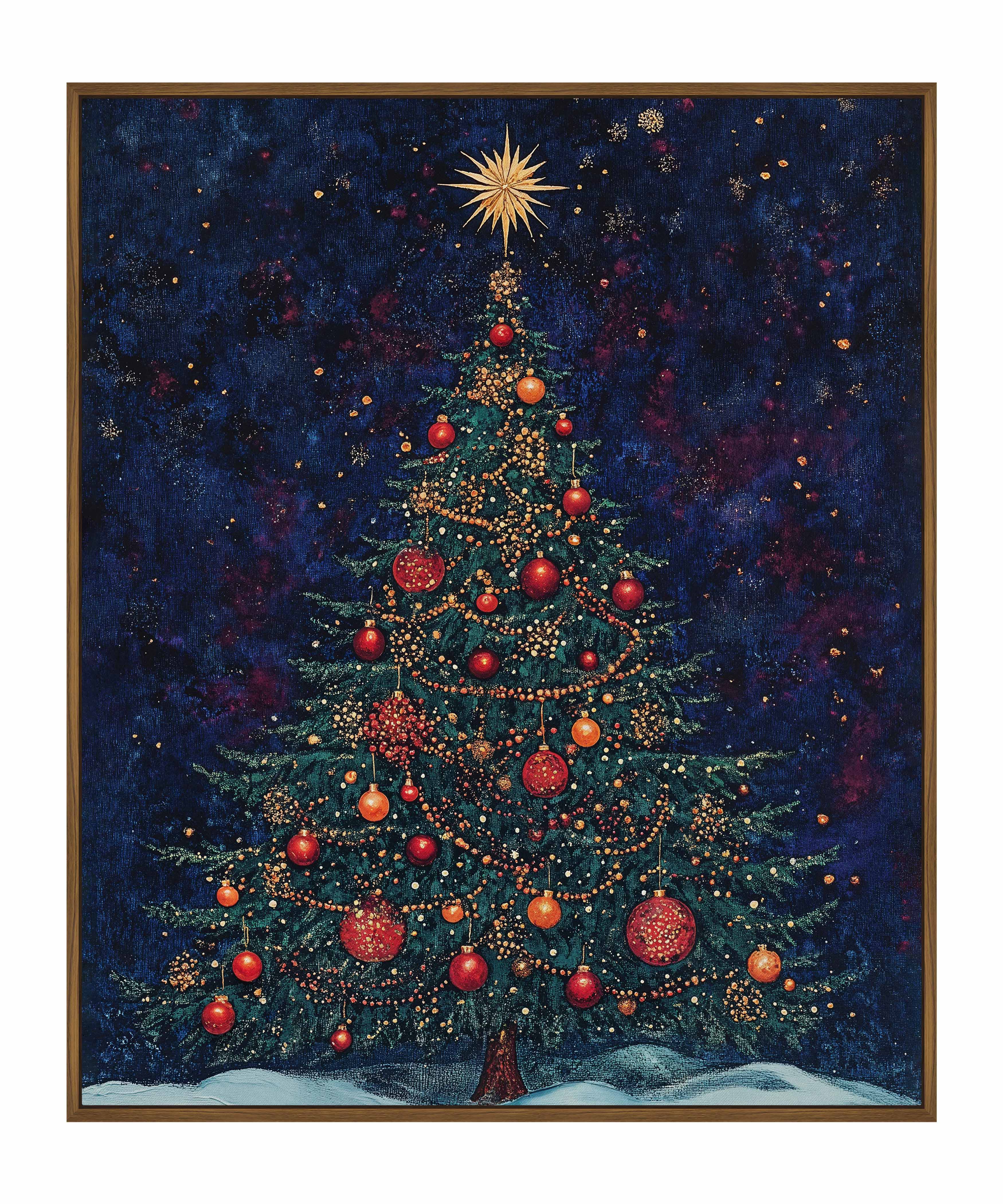 Homestead Christmas Spruce Gallery Wrapped Canvas Wall Art - Perfect for Holiday Home Decor, Living Room & Bedroom Christmas Decorations