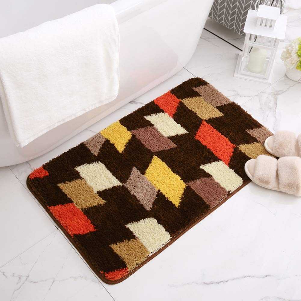 VCTOPS Non-Slip Microfiber Bath Mat - Super Absorbent Soft Shaggy Bathroom Rug, Plush Floor Mat for Bathroom & Shower (Coffee, 16x24 Inches) - Perfect for Bathroom Safety and Comfort, Kids & Elderly Friendly