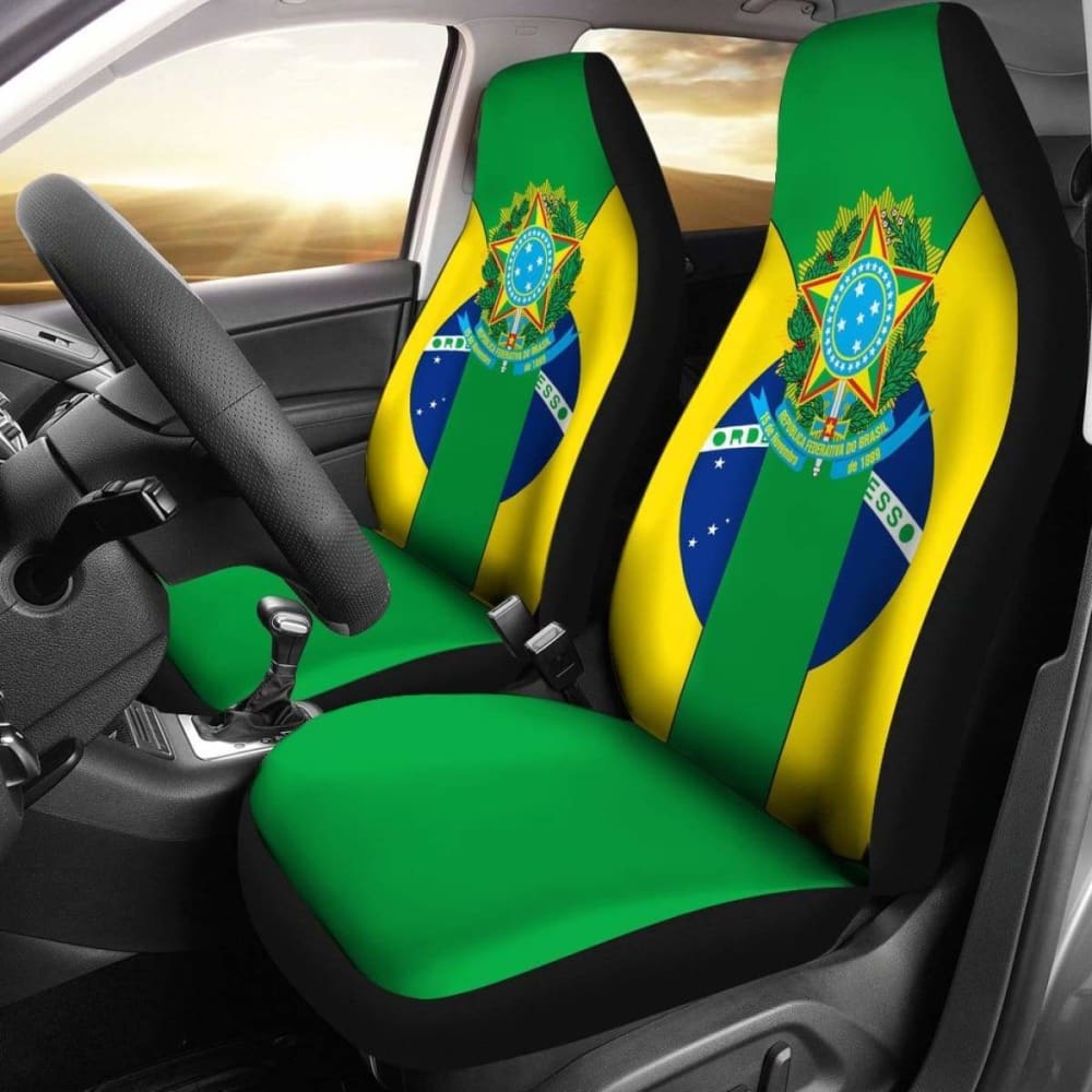 Brazil Coat Of Arms Car Seat Cover - Durable & Stylish Custom Fit for Cars, Trucks & SUVs - Perfect for Brazilian Heritage Pride, Gifts & Auto Accessories