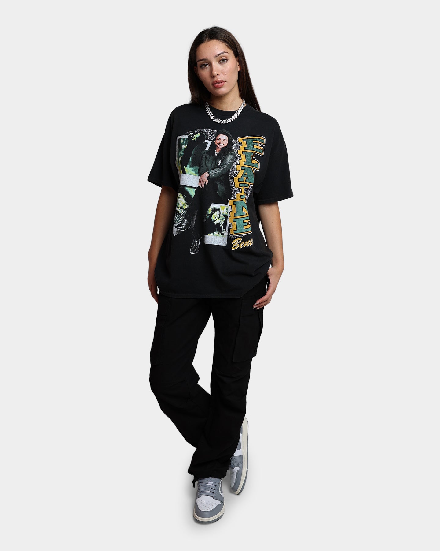 Vintage Seinfeld Elaine T-Shirt - Washed Black Retro TV Show Tee for Fans - Perfect for Casual Wear, Cosplay, and Gift Giving