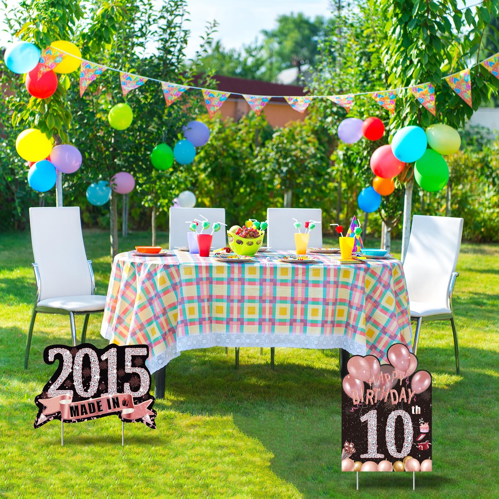 2Pcs Sweet 16 Birthday Yard Signs - Weatherproof Outdoor Party Decorations with Stakes for Girls, Made in 2009 | Perfect for Lawn Decor, Backyard Celebrations & Milestone Birthday Parties