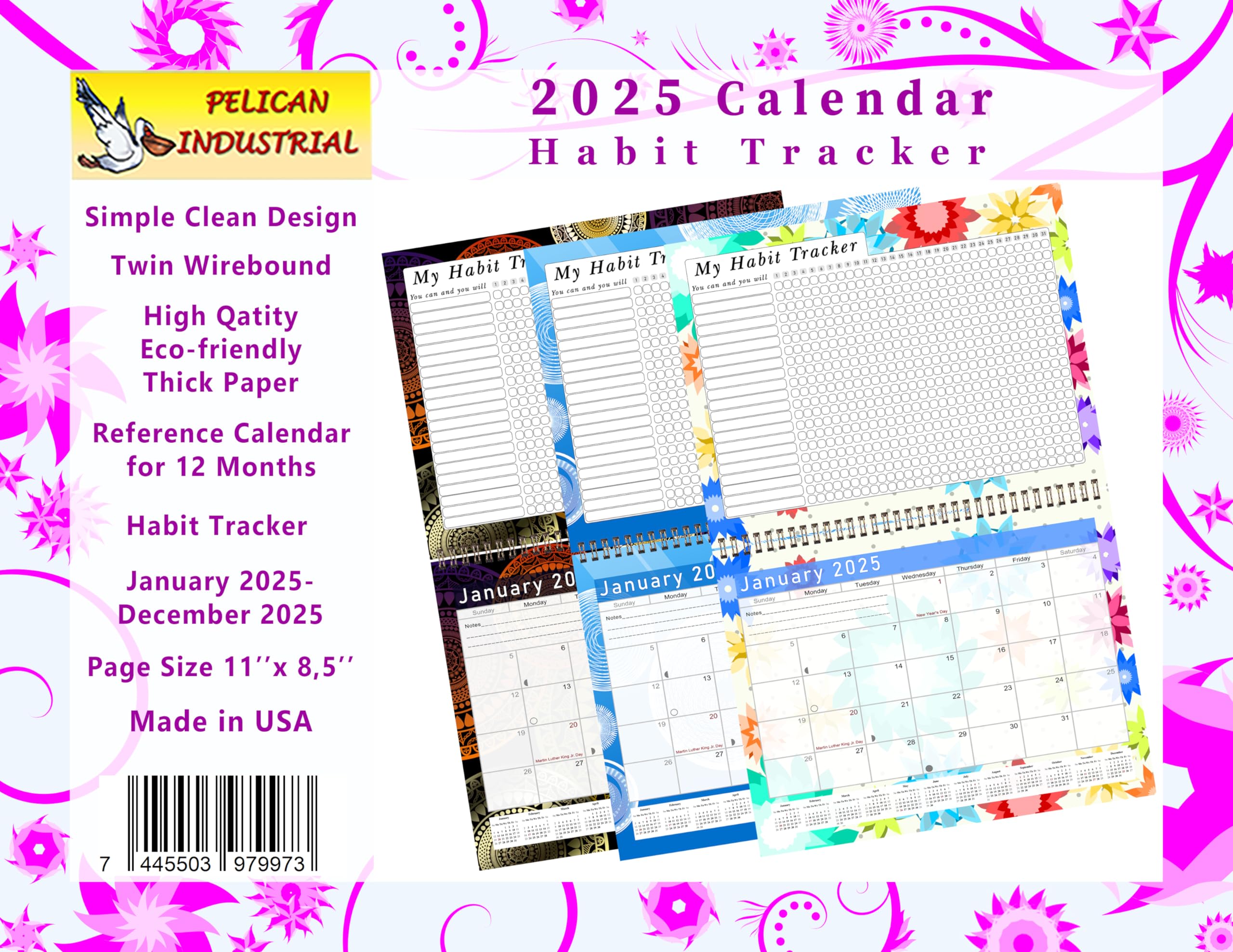 2025 Monthly Desktop & Wall Calendar Planner with Habit Tracker - Daily Weekly Monthly Goal Setting Motivational Journal - Inspirational Productivity Tool for Office, School & Home Organization (Edition #010)