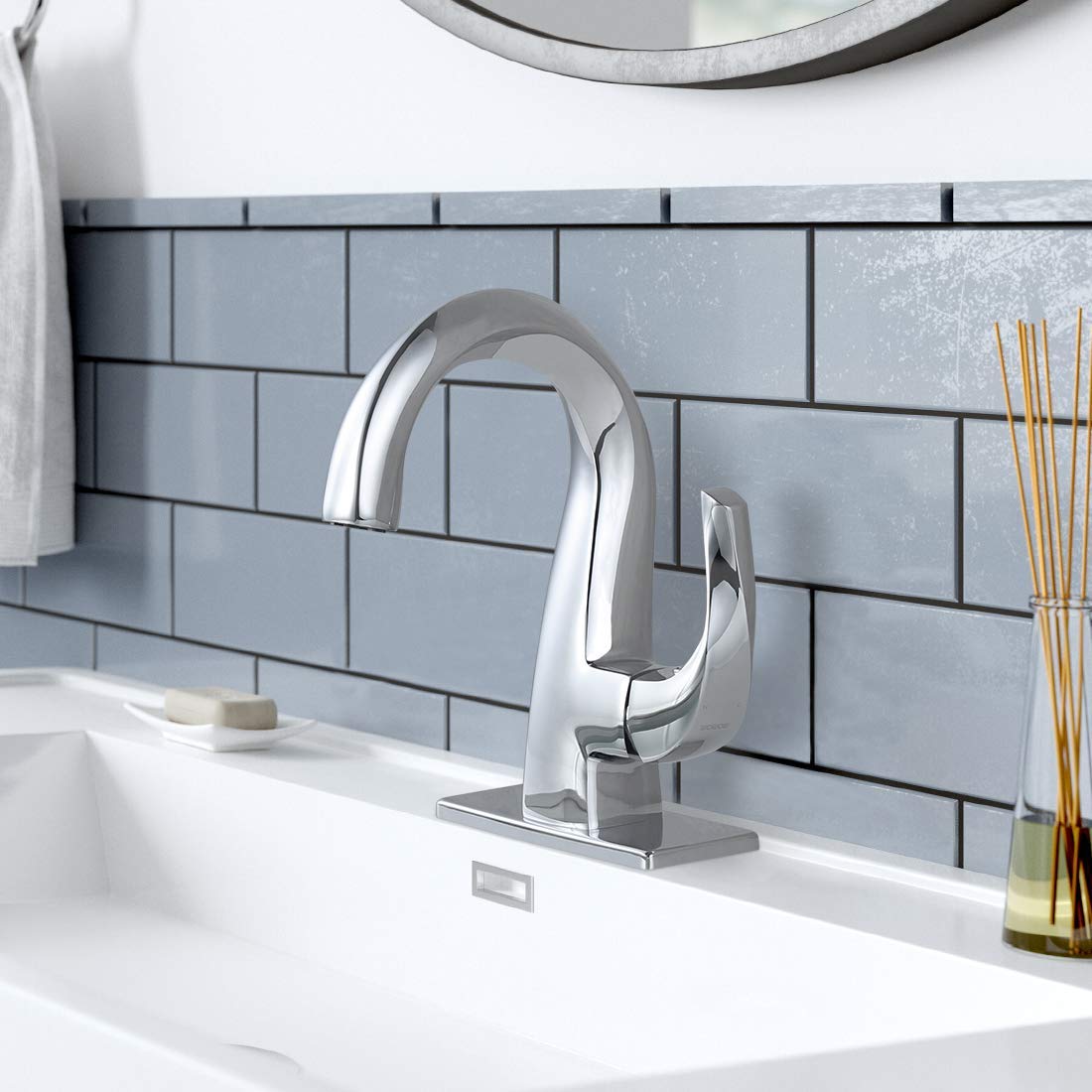 WOWOW Brass Pot Filler Faucet - Wall Mount Kitchen Faucet & Single Handle High Arc Bathroom Sink Faucet (1 Hole Installation) - Perfect for Modern Kitchens and Bathroom Renovations