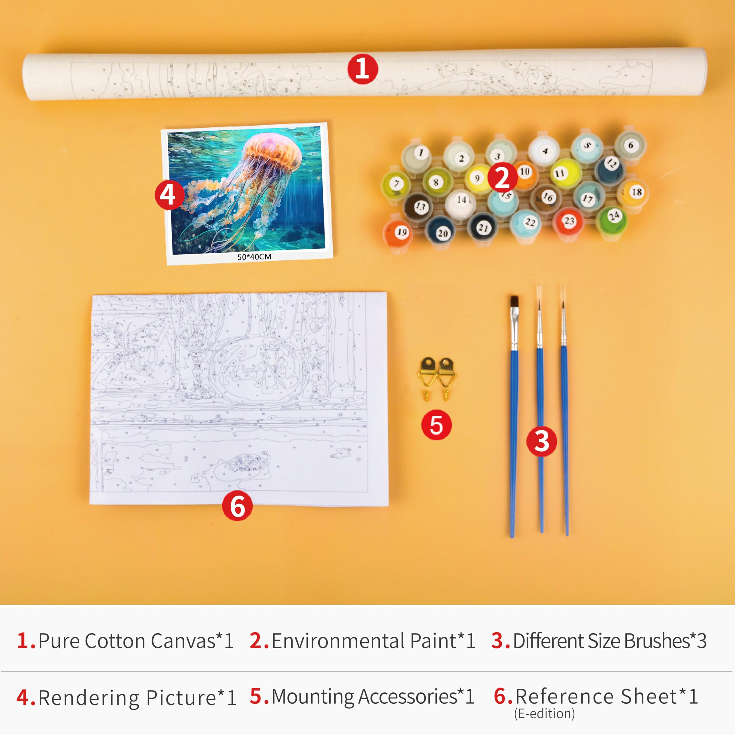 TUMOVO Jellyfish Paint by Numbers Kit for Adults - DIY Ocean Animal Painting on 16x20 Inch Canvas, Beginner-Friendly Art Set for Home Decor & Relaxation | Perfect Gift for Marine Life Lovers