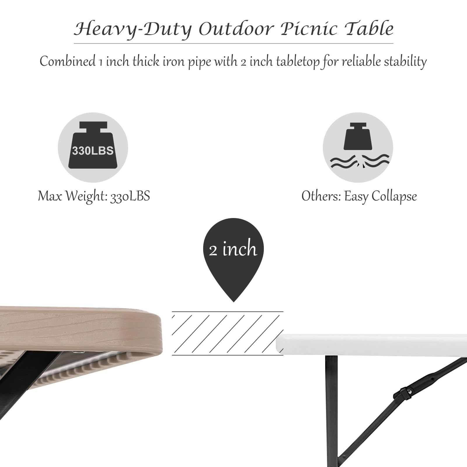 Giantex 7-Piece Outdoor Picnic Table Bench Set - All-Weather Metal Base with Wood-Like Texture - Perfect for Backyard, Poolside, Camping, Garden Parties & Patio Dining - Heavy-Duty Lawn & Deck Furniture for Adults & Families