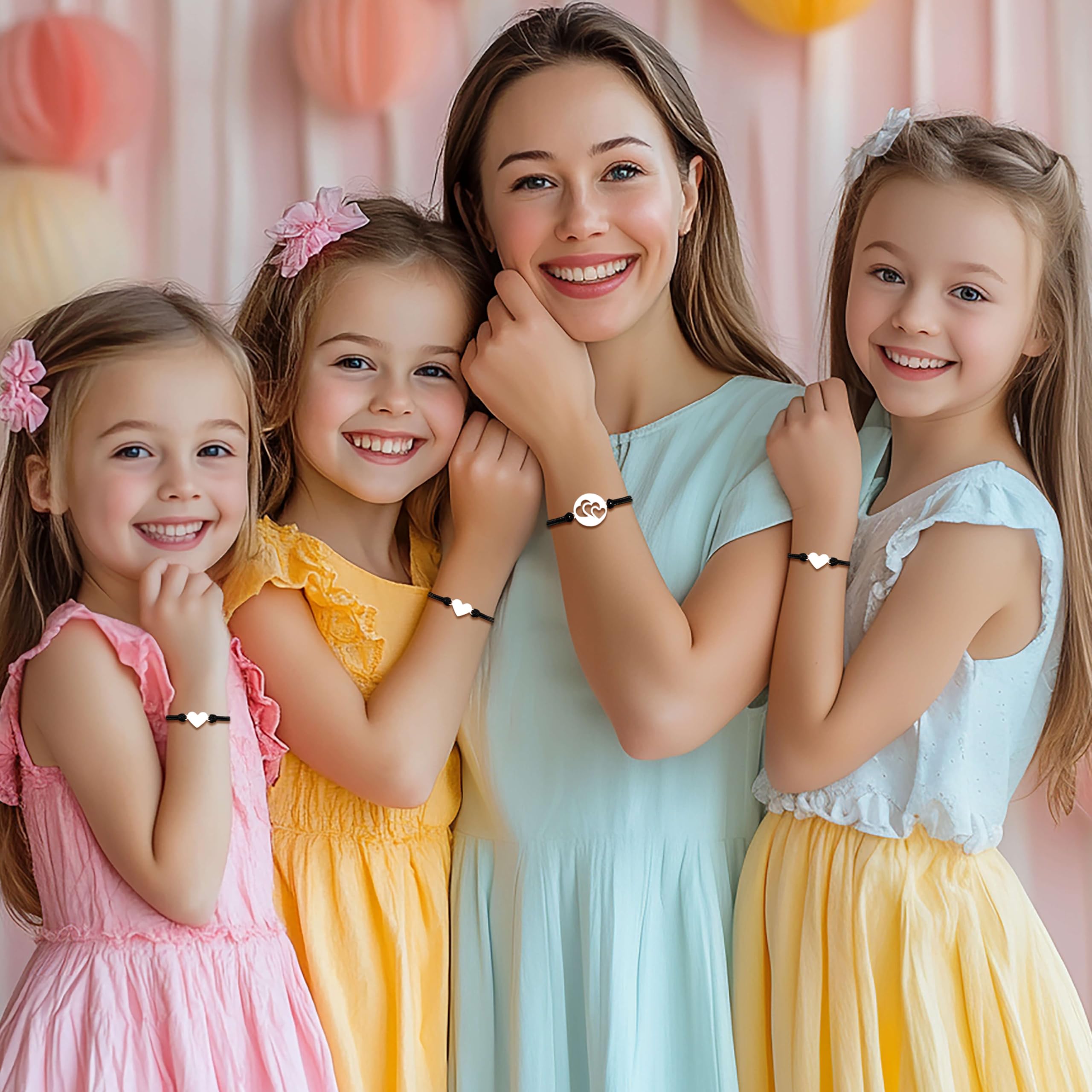 **Matching Heart Love Bracelet Set for Aunt & Nieces - 2/3/4/5 Piece Jewelry Gift for Women, Mothers Day, Birthday, Valentines Day - Perfect for Family Bonding & Special Occasions**