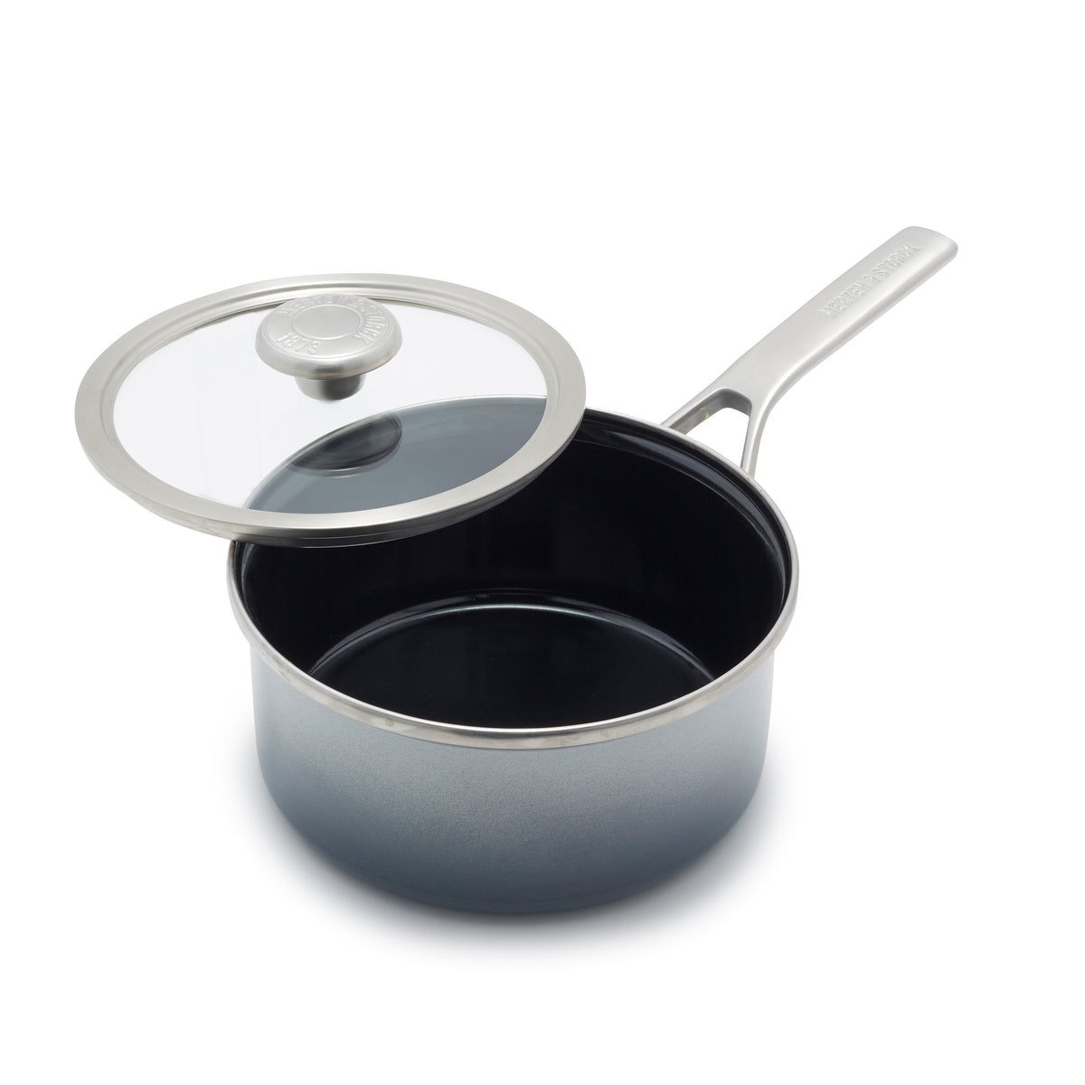 Premium Merten & Storck 2 Quart Enameled Steel Core Saucepan with Lid - Cloud Gray | Stovetop & Oven Safe Cookware for Soups, Sauces & Stews