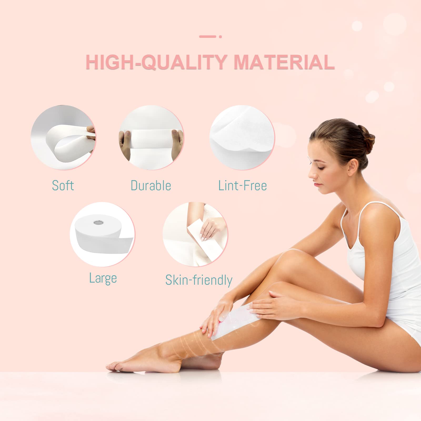 100 Yard Non-Woven Disposable Wax Strips for Body & Face Hair Removal - Gentle Epilating Roll for Smooth Skin at Home or Salon