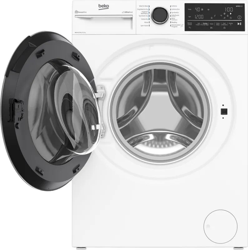 Beko BWDB9540W 9kg/5kg UltraFast Washer Dryer Combo with Heat Pump Technology - Energy Efficient Laundry Solution for Apartments & Small Homes (5 Year Warranty) - Perfect for Space-Saving Laundry Rooms & Compact Living Spaces