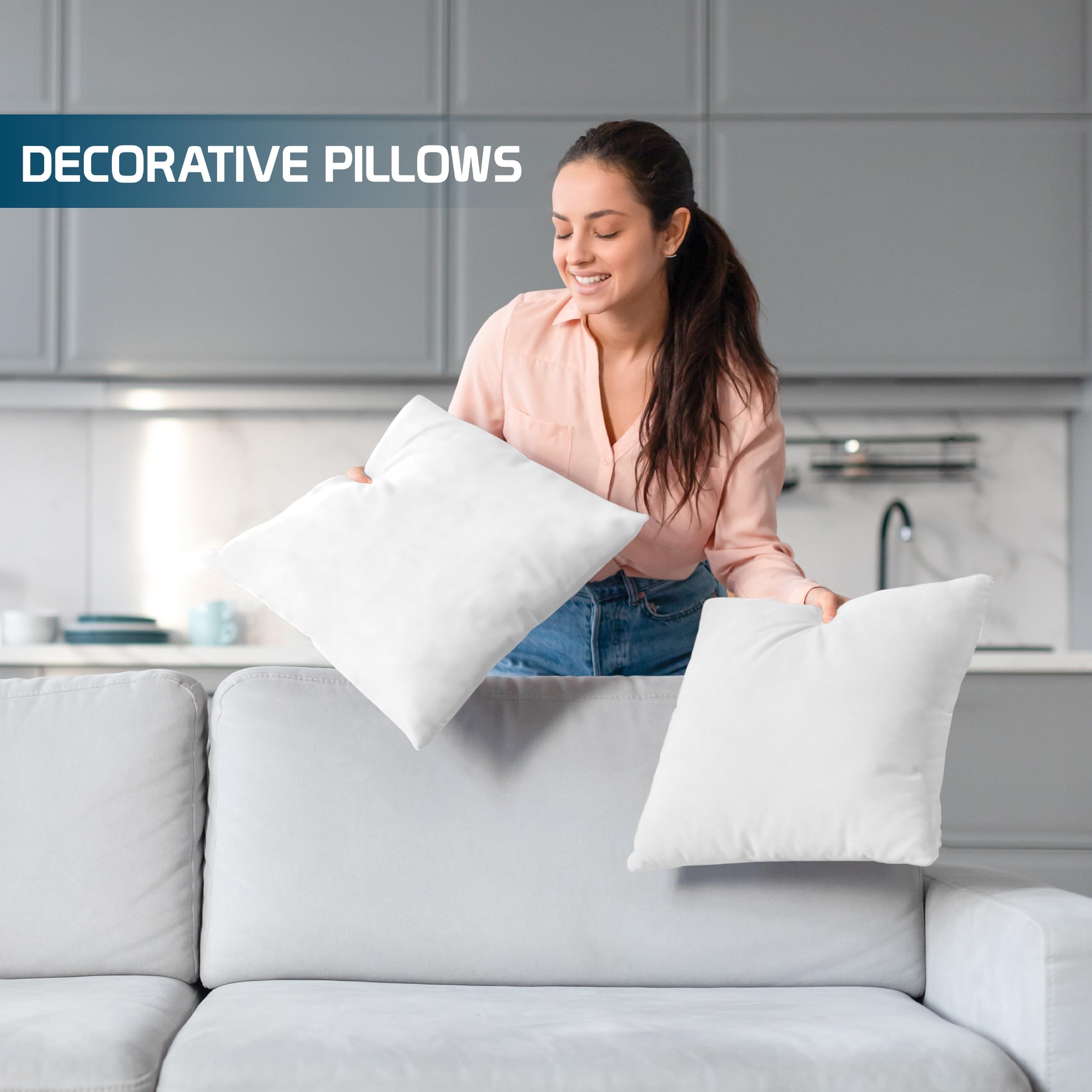 Utopia Bedding 24-Pack Decorative Throw Pillows (16x16 Inches, White) - Soft Couch Pillows for Sofa, Bed & Home Decor - Perfect for Living Room, Bedroom & Dorm Room Styling