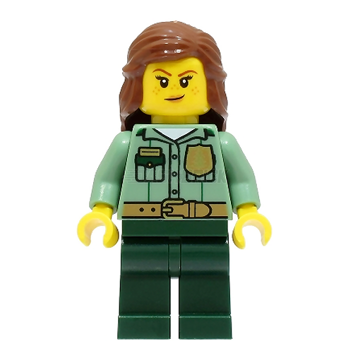 LEGO Minifigure - Female Park Ranger with Sand Green Shirt & Brown Hair | Collectible Toy for LEGO City Sets, Park Scenes & DIY Displays
