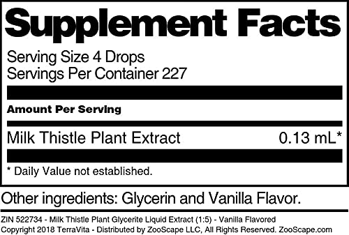 Terravita Milk Thistle Liquid Extract 1:5 - Vanilla Flavored (3 Pack, 1 oz Each) | Natural Liver Support & Detox Supplement | Perfect for Daily Wellness & Detox Routines