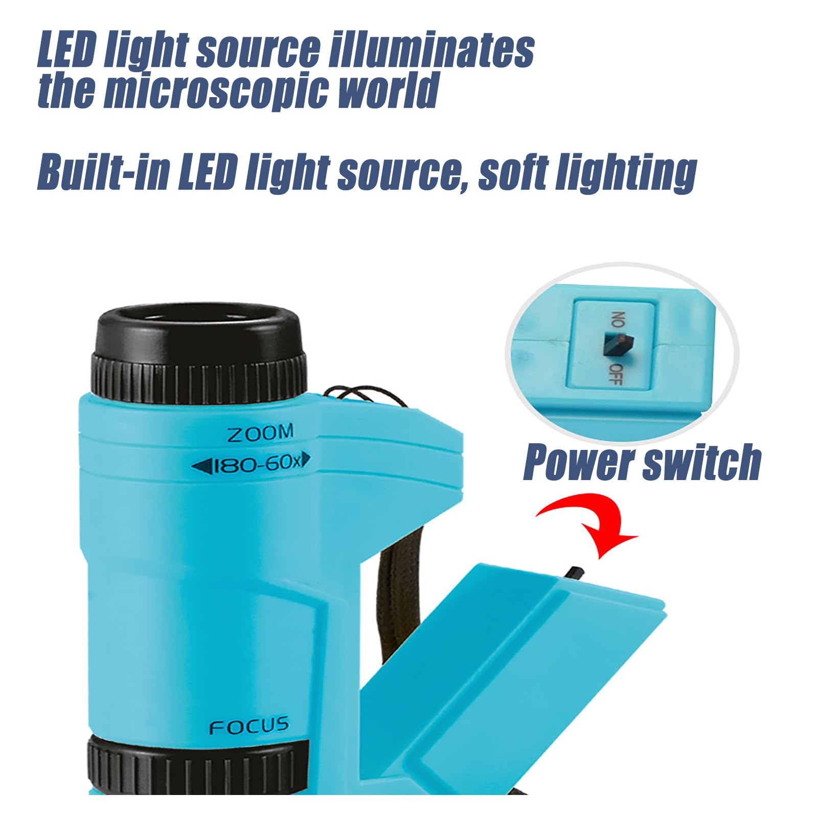 **Mini Microscope for Kids & Adults - Portable Pocket Microscope Toy with LED Light, 60x-120x Magnification - Science Educational Kit for Little Scientists - Perfect for Classroom, Outdoor Exploration & STEM Learning (White)**