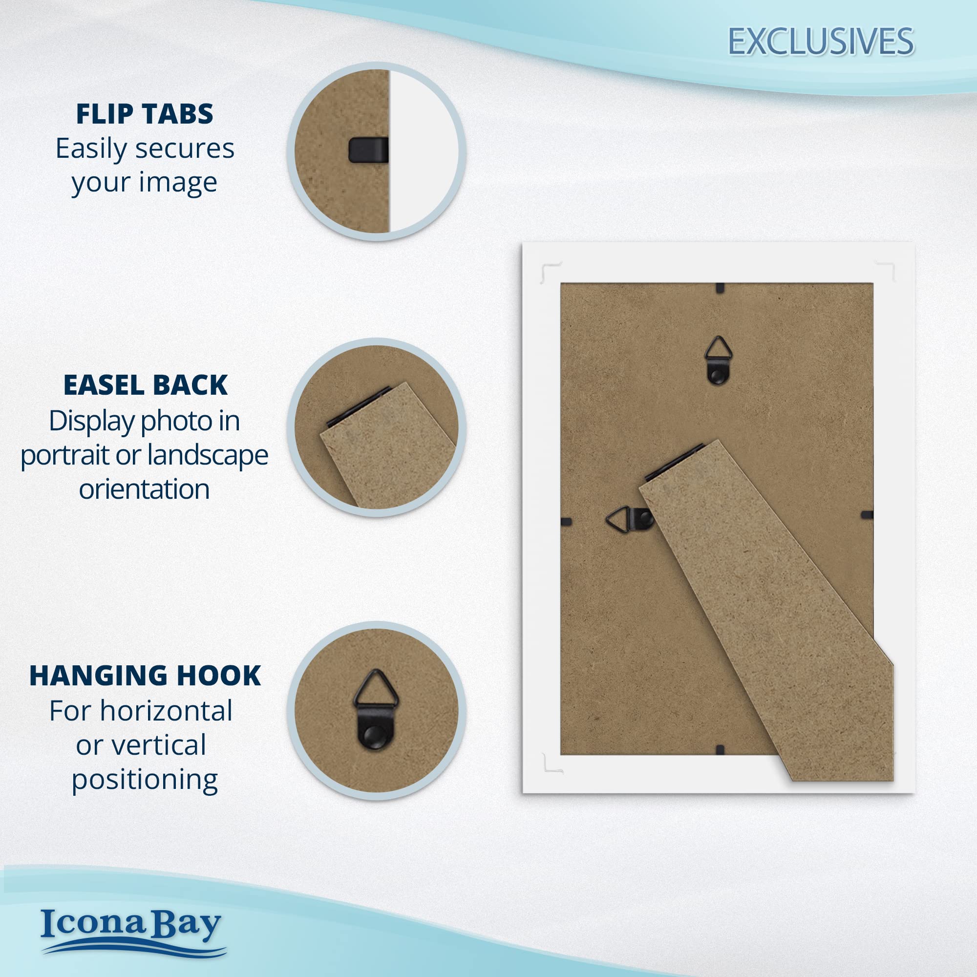 Icona Bay 4x6 Picture Frames (White, 6 Pack) - Premium Wood Composite Photo Frames for Wall or Tabletop Display - Perfect for Home Decor, Office, Wedding Photos & Gift Giving
