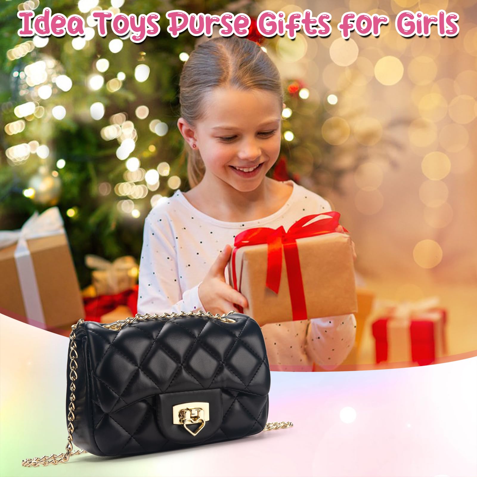 Adorable Heart Lock Crossbody Purse for Girls Age 3-14 - Cute Kids Shoulder Bag with Chain Strap | Perfect for Birthday Gifts, Dress-Up Play & Everyday Use